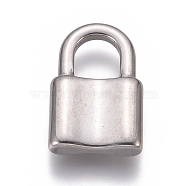 304 Stainless Steel Pendants, Padlock, Stainless Steel Color, 19x12x3.5mm, Hole: 6x6.5mm(STAS-H416-86P-B)