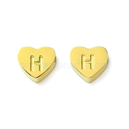 Ion Plating(IP) 316 Surgical Stainless Steel Beads, Love Heart with Letter Bead, Real 18K Gold Plated, Letter H, 5.5x6.5x2.5mm, Hole: 1.4mm(STAS-R230-01H-G)