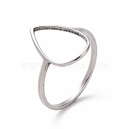 201 Stainless Steel Teardrop Finger Ring, Hollow Wide Ring for Women, Stainless Steel Color, US Size 6 1/2(16.9mm)(RJEW-J051-15P)