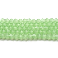 Imitation Jade Glass Beads Strands, Faceted, Bicone, Green, 4x4mm, Hole: 0.8mm, about 87~98pcs/strand, 12.76~14.61 inch(32.4~37.1cm)(GLAA-F029-J4mm-01)