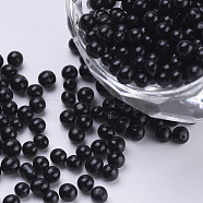 Glass Seed Beads, Baking Varnish, Opaque Colours, For Nail Art Decoration, No Hole/Undrilled, Round, Black, 2~2.5mm, about 450g/bag(SEED-Q031-08)