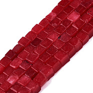 Natural White Jade Beads Strands, Dyed, Cube, Dark Red, 4~4.5x4~4.5x4~4.5mm, Hole: 1mm, about 88pcs/strand, 15.16 inch(38.5cm)(G-N326-147C)