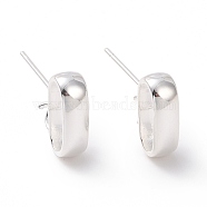201 Stainless Steel Stud Earring Findings, with Horizontal Loop and 316 Stainless Steel Pin, Oval, 925 Sterling Silver Plated, 10x3.5mm, Hole: 2.5mm, Pin: 0.7mm(STAS-K241-23S)