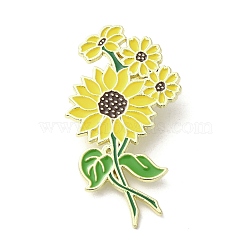 Alloy Brooches, Flower Enamel Pins for Clothes Backpack, Yellow, 44.5x19mm(JEWB-I032-14G-02)