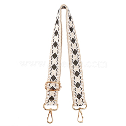 Rhombus Pattern Polyester Adjustable Bag Handles, with Iron Swivel Clasps, for Bag Straps Replacement Accessories, White, 71.2~129x3.85cm(FIND-WH0129-26B)
