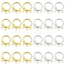 20Pcs 2 Colors Brass Leverback Earring Findings, with Loops, Golden & Silver, 14.5x11.5x1.8mm, Hole: 1.6mm, Pin: 0.8mm, 10Pcs/color(KK-CJ0002-06)