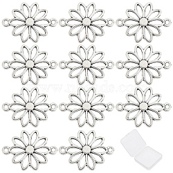 Tibetan Style Alloy Links Connectors, Lead Free & Nickel Free, Flower, Antique Silver, 25x19x2mm, Hole: 1.5mm, about 50pcs/box(TIBE-SC0001-59)