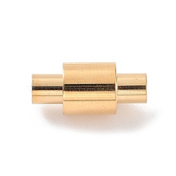 304 Stainless Steel Magnetic Clasps with Glue-in Ends, Column, Real 14K Gold Plated, 15x7mm, Hole: 3.2mm(STAS-H187-03G)