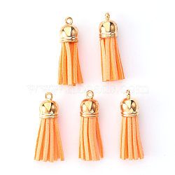 Faux Suede Tassel Pendant Decorations, with CCB Plastic Cord Ends, Light Gold, 33~35x10mm, Hole: 2.5mm(X-FIND-R095-035LG)