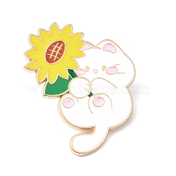 Enamel Pin, Golden Alloy Brooches for Backpack Clothes, Cadmium Free & Lead Free, Cat, Yellow, 33x27x1.5mm(JEWB-P038-13F-G)
