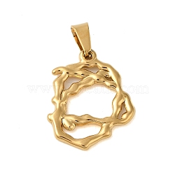 Ion Plating(IP) 304 Stainless Steel Pendants, Geometry Charm, Golden, 25x20x2mm, Hole: 6x3mm(STAS-C103-22G)