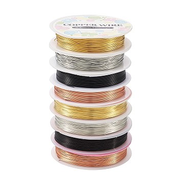 Copper Jewelry Wire, Mixed Color, 0.3mm/0.5mm, 8rolls/set