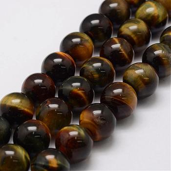 Natural Tiger Eye Bead Strands, Grade A, Round, 8mm, Hole: 1.2mm, about 49pcs/strand, 14.9 inch~15.5 inch