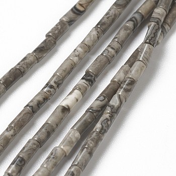 Natural Bamboo Leaf Agate Beads Strands, Column, 4.3~5.6x2.3~2.5mm, Hole: 0.9mm, about 82~86pcs/strand, 14.96~17.71 inch(38~45cm)