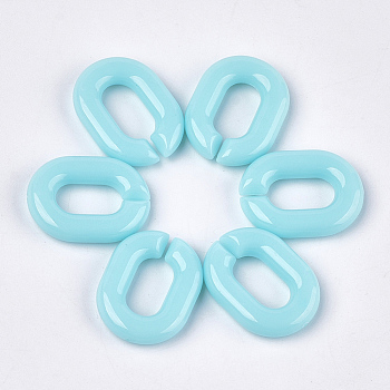 Acrylic Linking Rings, Quick Link Connectors, For Jewelry Chains Making, Oval, Sky Blue, 19x14x4.5mm, Hole: 11x5.5mm, about 680pcs/500g