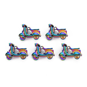 Rainbow Color Alloy Pendants, Cadmium Free & Nickel Free & Lead Free, Electrocar, 17x22x7mm, Hole: 1.5mm