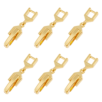 6Pcs Brass Fold Over Clasps, Pentagon, Real 24K Gold Plated, 22x5mm, Hole: 3x3mm