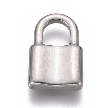 304 Stainless Steel Pendants, Padlock, Stainless Steel Color, 19x12x3.5mm, Hole: 6x6.5mm