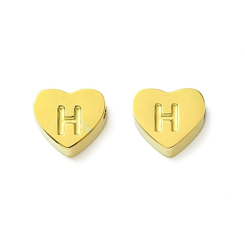 Ion Plating(IP) 316 Surgical Stainless Steel Beads, Love Heart with Letter Bead, Real 18K Gold Plated, Letter H, 5.5x6.5x2.5mm, Hole: 1.4mm