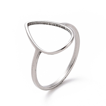 201 Stainless Steel Teardrop Finger Ring, Hollow Wide Ring for Women, Stainless Steel Color, US Size 6 1/2(16.9mm)