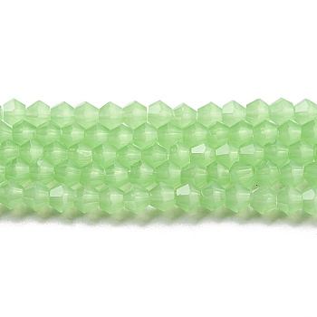 Imitation Jade Glass Beads Strands, Faceted, Bicone, Green, 4x4mm, Hole: 0.8mm, about 87~98pcs/strand, 12.76~14.61 inch(32.4~37.1cm)