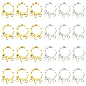 20Pcs 2 Colors Brass Leverback Earring Findings, with Loops, Golden & Silver, 14.5x11.5x1.8mm, Hole: 1.6mm, Pin: 0.8mm, 10Pcs/color