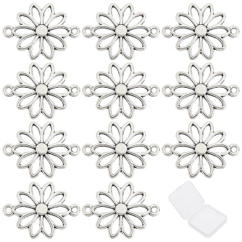Tibetan Style Alloy Links Connectors, Lead Free & Nickel Free, Flower , Antique Silver, 25x19x2mm, Hole: 1.5mm, about 910pcs/1000g