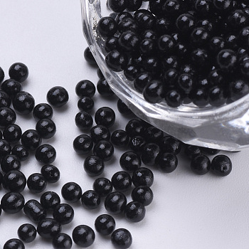 Glass Seed Beads, Baking Varnish, Opaque Colours, For Nail Art Decoration, No Hole/Undrilled, Round, Black, 2~2.5mm, about 450g/bag