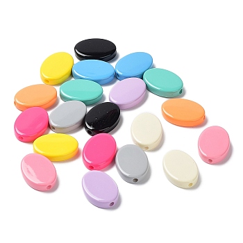 Baking Painted Acrylic Beads, Oval, Mixed Color, 24.5x17.5x5.5mm, Hole: 2.5mm