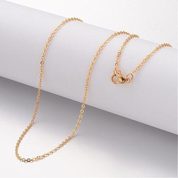 Ion Plating(IP) 304 Stainless Steel Necklace, Cable Chains, with Lobster Clasps, Real 18K Gold Plated, 17.72 inch(450mm), 1.5mm