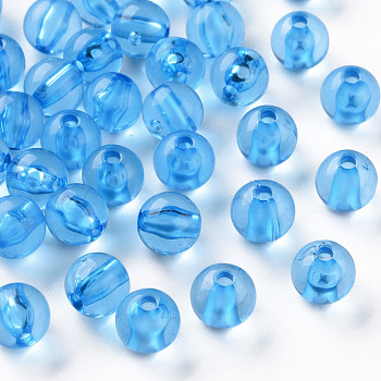 Transparent Acrylic Beads, Round, Deep Sky Blue, 8x7mm, Hole: 2mm, about 1745pcs/500g