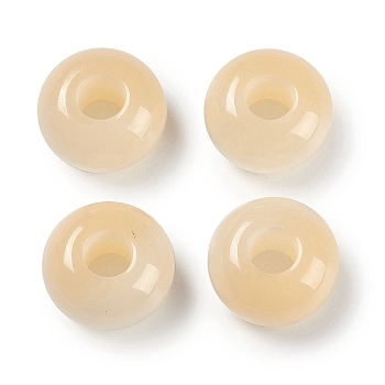 Resin European Beads, Large Hole Beads, Imitation Cat Eye, Rondelle, Pale Goldenrod, 13.5x7.5mm, Hole: 5mm