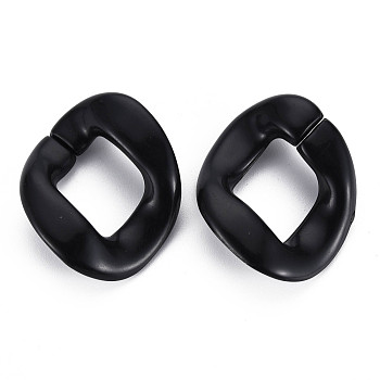 Acrylic Linking Rings, Quick Link Connectors, For Curb Chains Making, Oval, Black, 40~40.5x33~33.5x3~5mm, Hole: 22x18mm