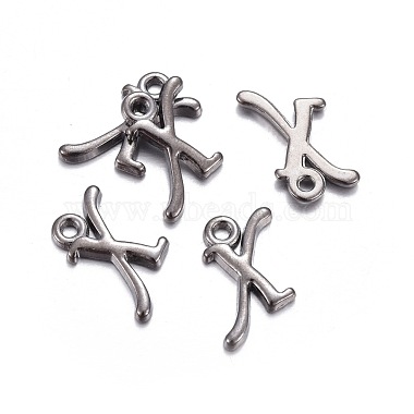 Gunmetal Plated Alloy Letter Pendants(PALLOY-J718-01B-X)-2