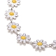 Enamel Daisy Link Chain Necklace(NJEW-P220-01P-01)-2