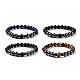 4Pcs Synthetic Hematite & Natural Black Agate(Dyed) & Lava Rock & Tiger Eye Beads Stretch Bracelets Set for Women Men(BJEW-JB08938)-1