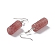 Natural Strawberry Quartz Cylindrical Dangle Earrings(EJEW-D188-01P-10)-3