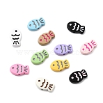 Fish Spray Painted Alloy Enamel Beads, Rack Plating, Cadmium Free & Nickel Free & Lead Free, Mixed Color, 8x13.5x3mm, Hole: 1.2mm(FIND-C075-04)