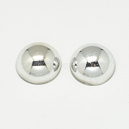 UV Plated Acrylic Beads, Half Drilled, Dome/Half Round, Silver, 16x8mm, Hole: 1.4mm(X-PACR-Q117-16mm-08)