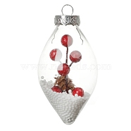 Transparent Plastic Fillable Ball Pendants Decorations, Christmas Tree Hanging Ornament, Horse Eye, 135x65mm(XMAS-PW0002-04G)