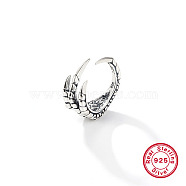 925 Sterling Silver Open Cuff Ring, Skull, with 925 Stamp, Antique Silver, Inner Diameter: 17mm(QY8581-2)
