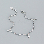 Silver 925 Sterling Silver Flat Round Charm Bracelet(CJ1255-2)