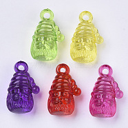 Christmas Theme, Transparent Acrylic Pendants, Dyed, Father Christmas, Mixed Color, 21.5x13x10mm, Hole: 2.5mm, about 420pcs/500g(TACR-T015-106)
