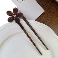 Cellulose Acetate Hair Forks, Hairpin Hair Accessory, Flower, Coconut Brown, 150mm(PW-WG60059-04)