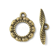 Tibetan Style Toggle Clasps, Flat Ring, Cadmium Free & Nickel Free & Lead Free, Antique Bronze, 24x17x2mm, Hole: 2mm(X-MLF11359Y-NF)