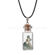 Glass Wish Bottle Pendant Necklace, Natural Green Aventurine Chips Tree Necklace, 17.83 inch(45.3cm)(NJEW-JN04609-01)