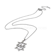 201 Stainless Steel David Star Pendant Necklace with Cable Chains, Stainless Steel Color, 17.52 inch(44.5cm)(NJEW-Q317-07P)