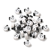 Handmade Polymer Clay Beads, Animal, White, Panda, 10x9x4mm, Hole: 1.6mm(CLAY-H005-17E)