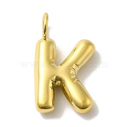 304 Stainless Steel Pendants, Real 14K Gold Plated, Balloon Letter Charms, Bubble Puff Initial Charms, Letter K, 24x13.5x5mm, Hole: 4mm(STAS-K263-47G-K)