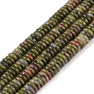 Natural Unakite Beads Strands, Rondelle, 6~6.5x2~2.5mm, Hole: 1mm, about 181~191pcs/strand, 15.16~15.35''(38.5~39.1cm)(G-Q159-B15-01)